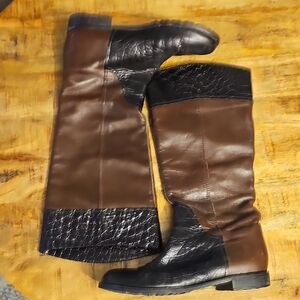 ANYI LU TAYLOR Made In Italy‎ Black Crocodile/BRN CALF handmade in Italy size 39